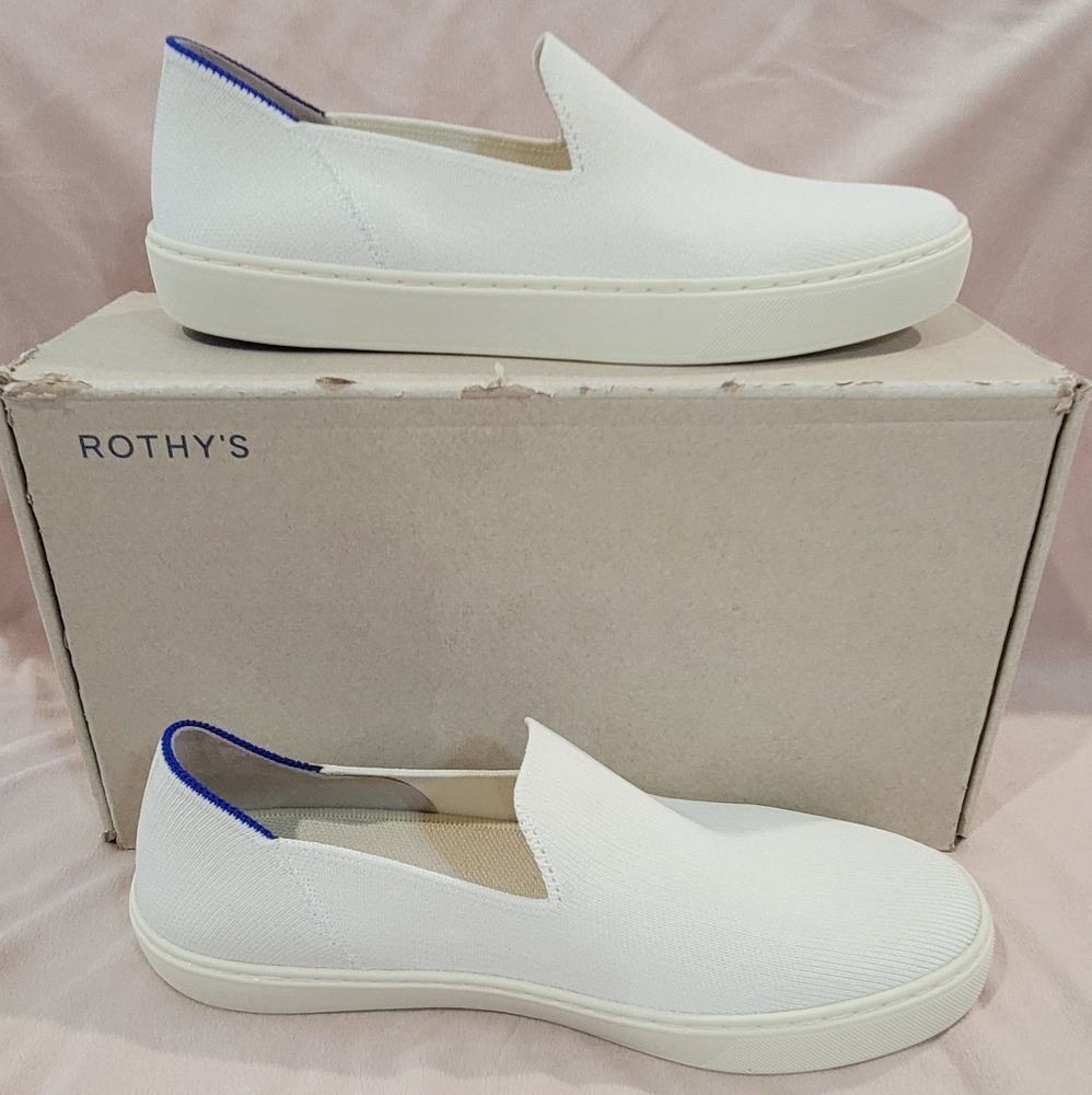Rothy's Women's White and Blue Slip-On Sneakers